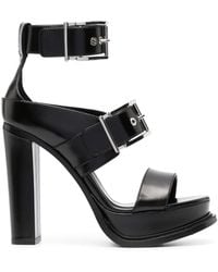 McQueen - Mcqueen Straps Leather Sandals - Lyst