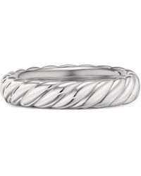 David Yurman - 18kt White Gold Sculpted Cable Band Ring - Lyst