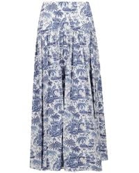 STAUD - Procida Gesmockte Rok Met Print - Lyst