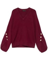 Liu Jo - Button-Detail V-Neck Sweater - Lyst