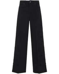 FARM Rio - Floral-Appliqué Five-Pockets Jeans - Lyst
