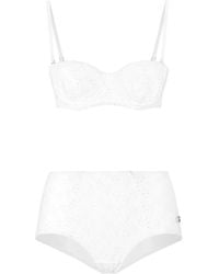 Dolce & Gabbana - Bikini En Broderie Anglaise À Taille Haute - Lyst