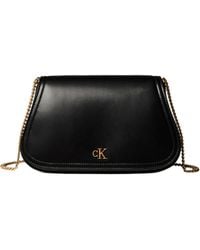Calvin Klein - Logo-Plaque Chain-Link Shoulder Bag - Lyst