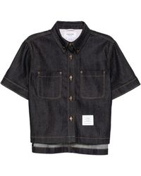 Thom Browne - Logo-Patched Short-Sleeved Shirt - Lyst