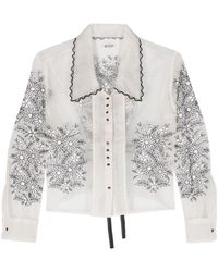 Bode - Floral-embroidered Silk Blouse - Lyst