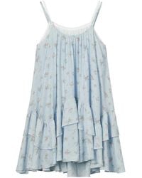 B+ AB - Floral-Print Ruffled Mini Dress - Lyst