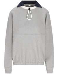 Loewe - Drawstring-Collar Logo-Embroidered Sweater - Lyst