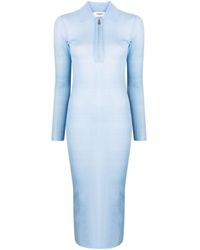 Fendi - Half-Zip Ribbed Midi Dress - Lyst