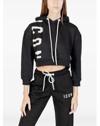 Icon Brand - Logo-Print Cropped Hoodie - Lyst