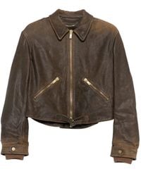 Golden Goose - Cropped Leather Jacket - Lyst