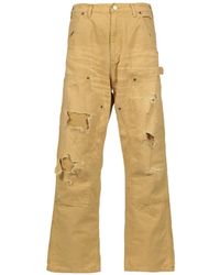 KAMIYA - Heavy Sun Faded Distressed Duck-Canvas Jeans - Lyst