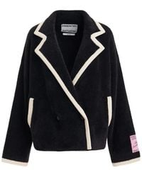Essentiel Antwerp - Double-Breasted Faux-Shearling Jacket - Lyst