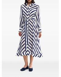 Aston Studio - Yasmine Striped Ruffled-Cuff Midi Dress - Lyst