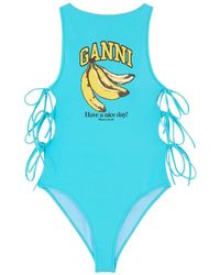 Ganni - Swimsuit With Banana Print - Lyst