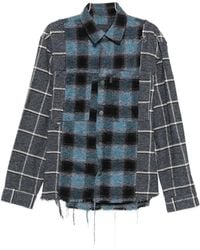 Haikure - Check-Pattern Frayed Shirt - Lyst
