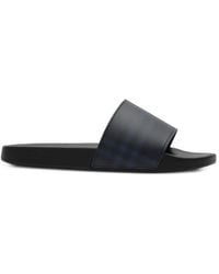 Burberry - Check Slides - Lyst