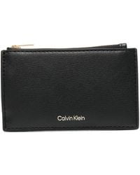 Calvin Klein - Foil-Logo Top-Zip Card Holder - Lyst