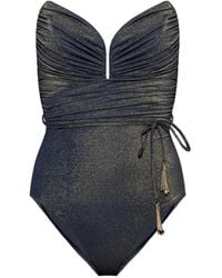 Zimmermann - Metallic-Effect Ruched Swimsuit - Lyst