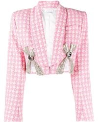 Area - Deco Bow Slit Cropped Blazer - Lyst