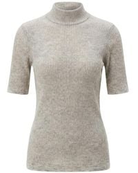 Brunello Cucinelli - Ribbed-Knit Short-Sleeve Sweater - Lyst