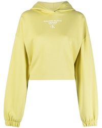 Calvin Klein - Logo-Print Cropped Hoodie - Lyst