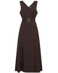 Blanca Vita - Robe Mi-Longue Ceinturée À Col V - Lyst