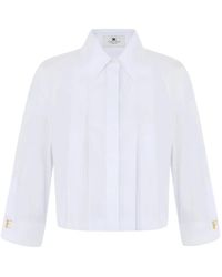 Elisabetta Franchi - Cropped Pintuck Shirt - Lyst