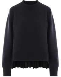 Sacai - Sweater Met Ronde Hals En Vlakken - Lyst