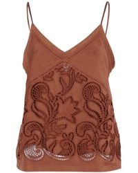 ERMANNO FIRENZE - Lace-Cutout V-Neck Top - Lyst
