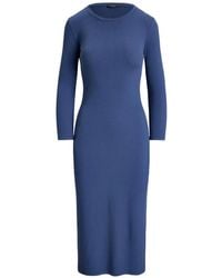 Ralph Lauren - Button-Trim Rib-Knit Dress - Lyst