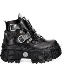 New Rock - Wall Buckle-Strap Platform Boots - Lyst