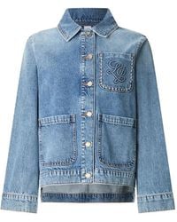 Liu Jo - Logo-Detail Stud Denim Jacket - Lyst