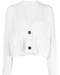 Peserico - Cable-Knit Crop Cardigan - Lyst