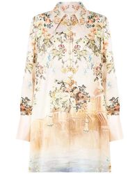 CAMILLA - Floral-Print Mini Shirt Dress - Lyst