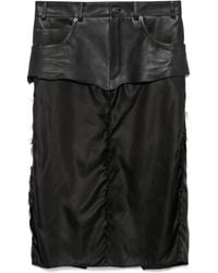 Balenciaga - Falda midi con panel de cuero - Lyst
