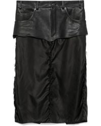 Balenciaga - Leather-Panel Midi Skirt - Lyst