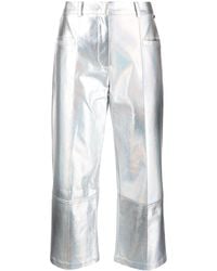 Liu Jo - Metallic-effect Cropped Trousers - Lyst