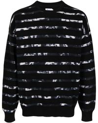 Izzue Striped Crew Neck Sweater - Black