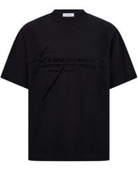 Ferragamo - T-Shirt With A Logo And Velvet Finish - Lyst