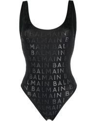 Balmain - Badeanzug mit Logo-Print - Lyst