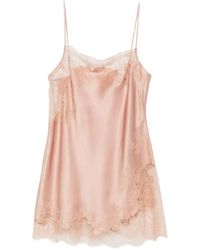 Carine Gilson - Lace-Trim Silk Nightdress - Lyst