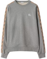 Burberry - Check Trim Cotton Sweatshirt - Lyst