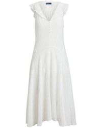 Polo Ralph Lauren - Abito Midi Con Scollo A V - Lyst