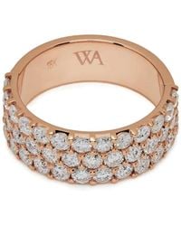 Jewels Aficionado - 18Kt Roségouden Ring Met Drie Rijen Diamant - Lyst