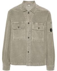 C.P. Company - Shirtjacket Velours Khaki - Lyst