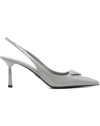 Prada - 75 Mm Slingback Pumps Met Puntige Neus - Lyst