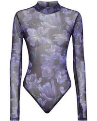 Philipp Plein - Floral-Print Long-Sleeved Bodysuit - Lyst