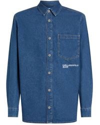 Karl Lagerfeld - Chemise En Jean À Logo Brodé - Lyst