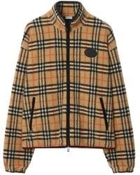 Burberry - Geruit Fleece Jack Met Trechterhals - Lyst