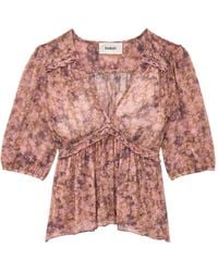 Ba&sh - Asya Floral-Print Ruffled Top - Lyst